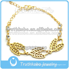 Gold leaf charm bracelet women's gold bracelets designs 24k gold bracelets bangles